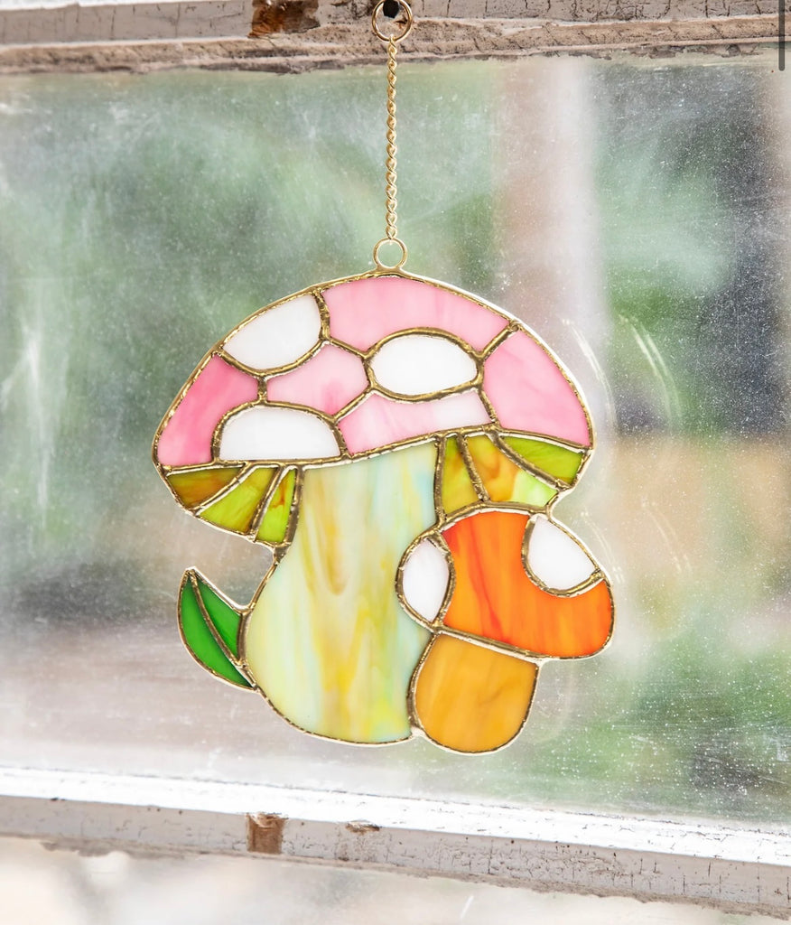 Stained Glass Mushroom Window Hanging