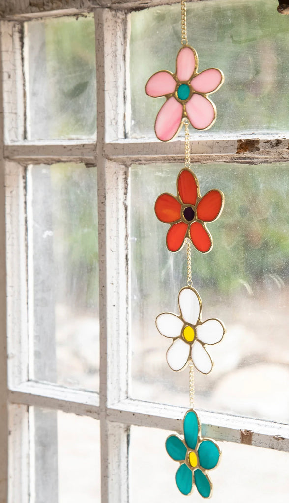 Stained Glass Daisy Chain Window Hanging