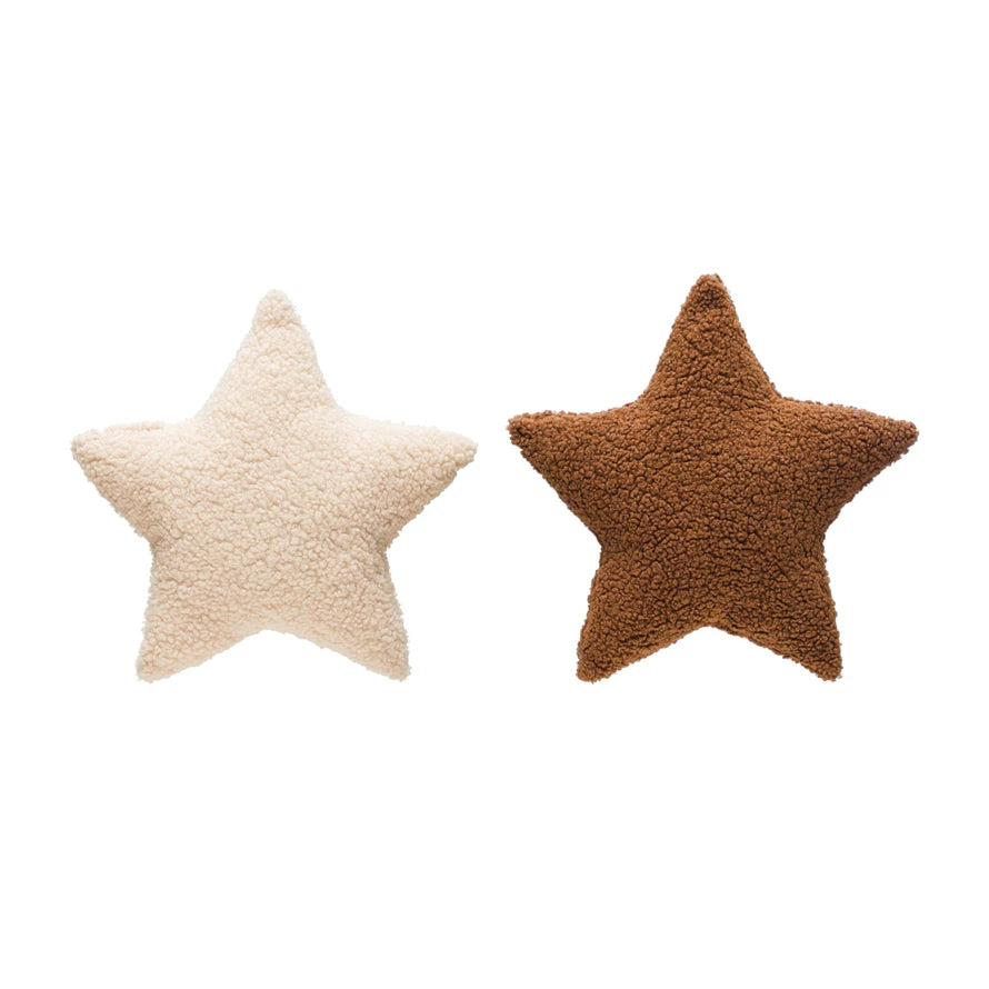 Faux Sherpa Star Shaped Pillow, 2 Colors