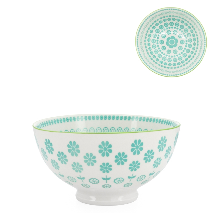 Kiri Porcelain Turquoise Daisy Bowl - 3 Sizes
