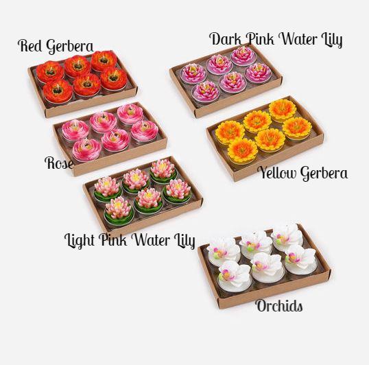 Set of 6 Flower TeaLight Candles - 6 Varieties