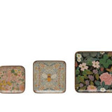 Enameled Acacia Wood Trays with Florals & Bee - 3 Styles