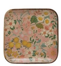 Enameled Acacia Wood Trays with Florals & Bee - 3 Styles