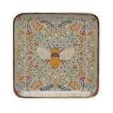 Enameled Acacia Wood Trays with Florals & Bee - 3 Styles