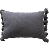 Cotton Woven Slub Lumbar Pillow with Tassels - 3 Colors