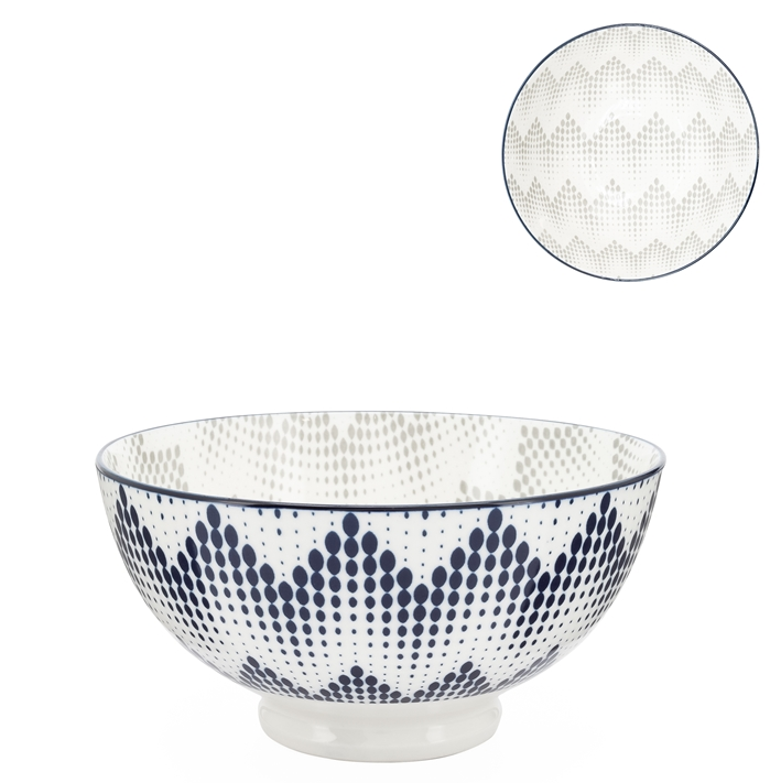 Kiri Porcelain Graphic Dots Bowl - 3 Sizes
