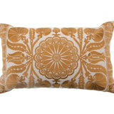Embroidered Lumbar Pillow with Chambray Back
