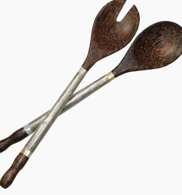 Capiz & Palm Wood Capiz Salad Servers - 5 Colors