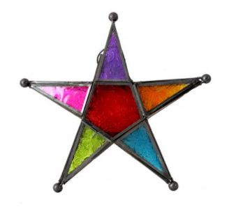 10" Moroccan Star Glass Lantern - 6 Colors