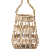 Rattan Lantern with Handle & Glass Insert (Holds 3" Pillar)