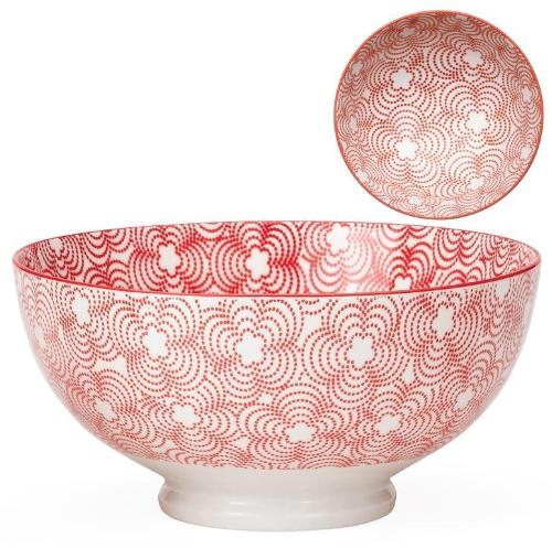 Kiri Porcelain Red Trim Bowl - 3 Sizes