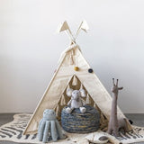 Canvas & Metal Tepee with Tassels, Natural