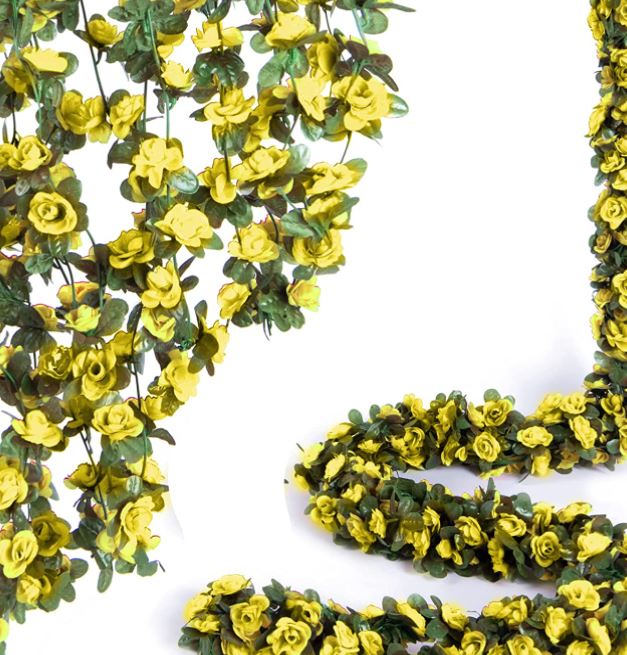 Artificial Vine Flowers with Green Leaves - 13 Colors