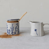 Hand-Stamped Stoneware Sugar Pot/Creamer - 2 Styles
