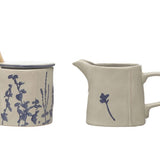 Hand-Stamped Stoneware Sugar Pot/Creamer - 2 Styles