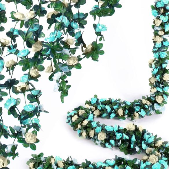 Artificial Vine Flowers with Green Leaves - 13 Colors