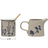 Hand-Stamped Stoneware Sugar Pot/Creamer - 2 Styles