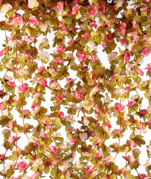 Artificial Vine Flowers with Green Leaves - 13 Colors