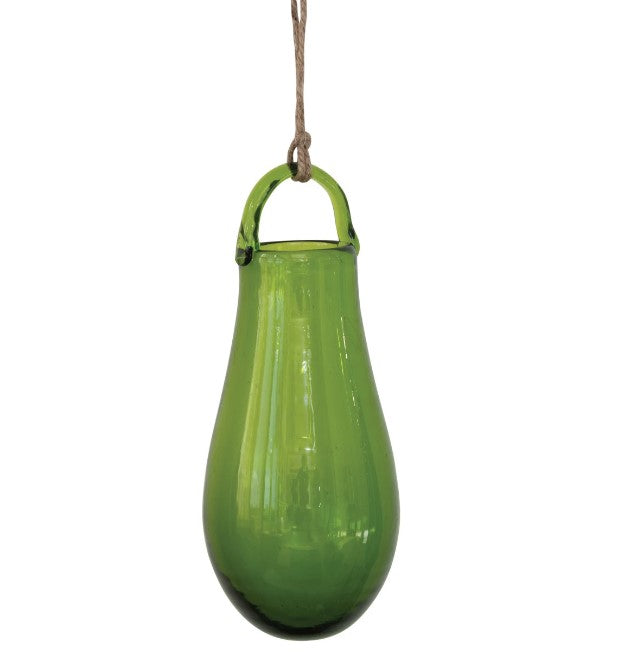 Hanging Blown Glass Planter/Vase with Jute Hanger - 2 Sizes