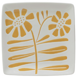 Hand-Painted Stoneware Plate with Wax Relief Flowers