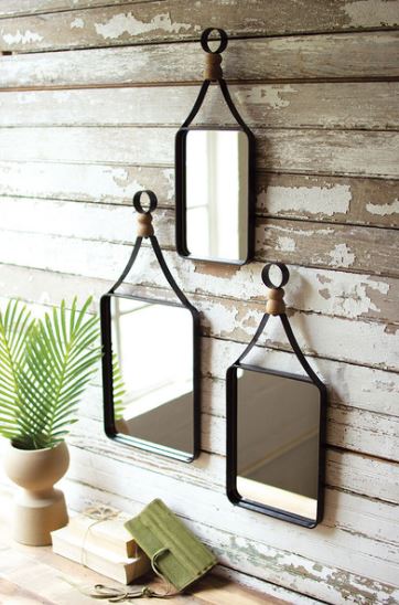 Metal Framed Mirrors with Wood Ball Detail