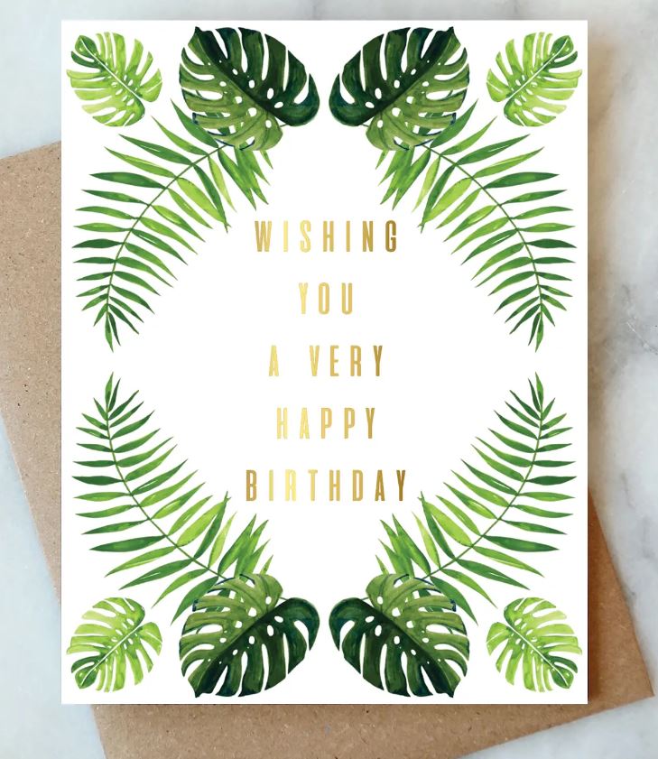 Tropical Leaves Birthday Greeting Card