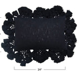 Cotton Slub Lumbar Pillow with Crochet and Tassels