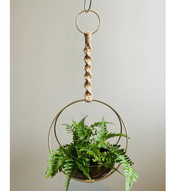 Sansa Hoop Macrame/Brass Plant Hanger - 3 Colors