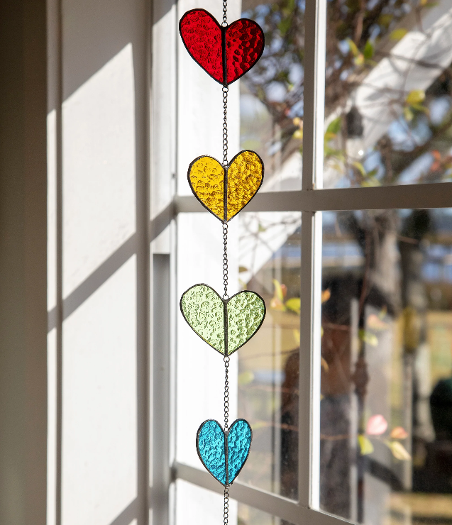 Stained Glass Sun Catcher Hearts