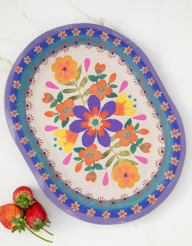 Folk Flower Wood Platter - 6 Styles