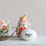 Stoneware Honey Pot with Wood Honey Dipper & Bee