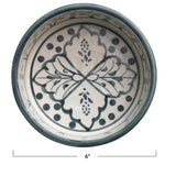 Blue & Cream Color Hand-Painted Stoneware Pet Bowl - 2 Sizes