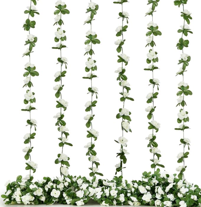 Artificial Vine Flowers with Green Leaves - 13 Colors