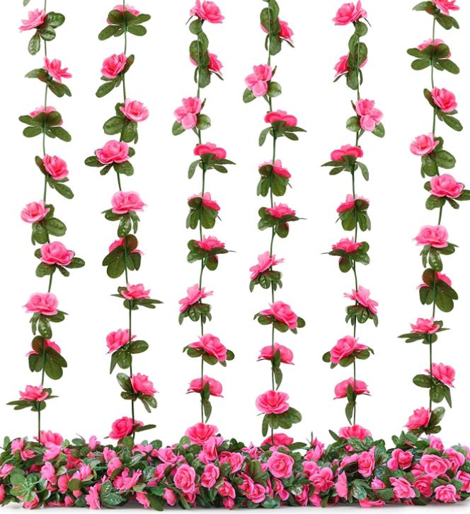 Artificial Vine Flowers with Green Leaves - 13 Colors