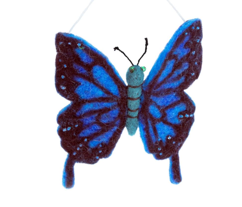 Felt Blue Swallowtail Ornament