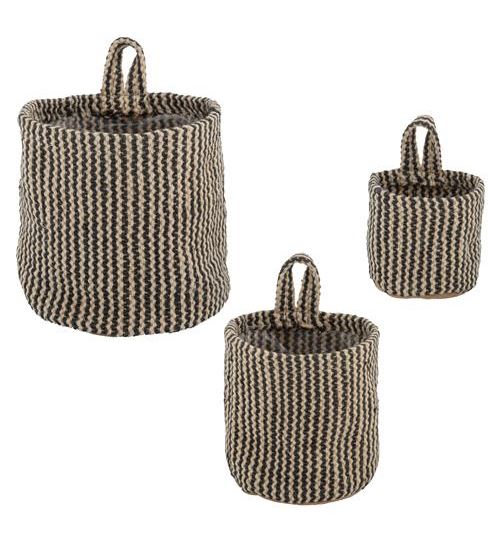 Hanging Hand Woven Black Baskets - 3 Sizes