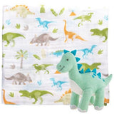 Muslin Baby Blanket with Stuffed Animal - 4 Styles