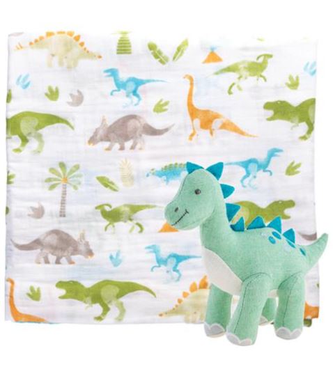 Muslin Baby Blanket with Stuffed Animal - 4 Styles