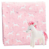 Muslin Baby Blanket with Stuffed Animal - 4 Styles