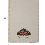 Cotton Slub Printed Tea Towel w/ Moth