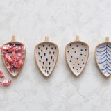 Hand-Painted Stoneware Leaf Shaped Dish