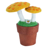 Yellow Felt Twin Fairy Mushroom Potted Plant