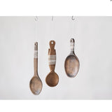 Decorative Mango Wood Fish Shaped Wall Hanging Spoon with Hand-Painted White Pattern - 3 Styles