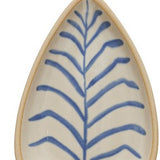 Hand-Painted Stoneware Leaf Shaped Dish