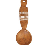 Decorative Mango Wood Fish Shaped Wall Hanging Spoon with Hand-Painted White Pattern - 3 Styles