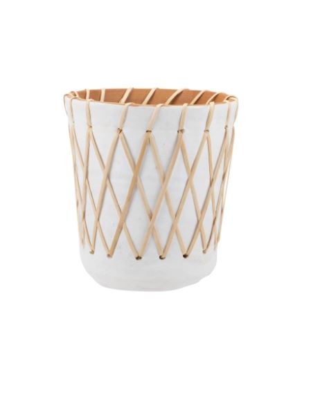 White Rattan Woven Planter