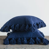 Cotton Woven Slub Pillow with Tassels - 5 Colors