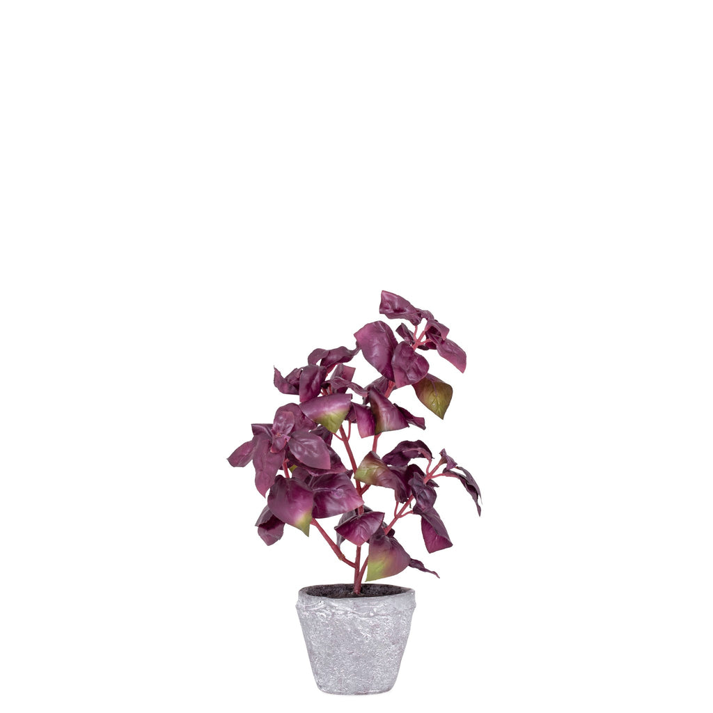 Provence Rustic Potted  Faux Purple Basil Herb Plant