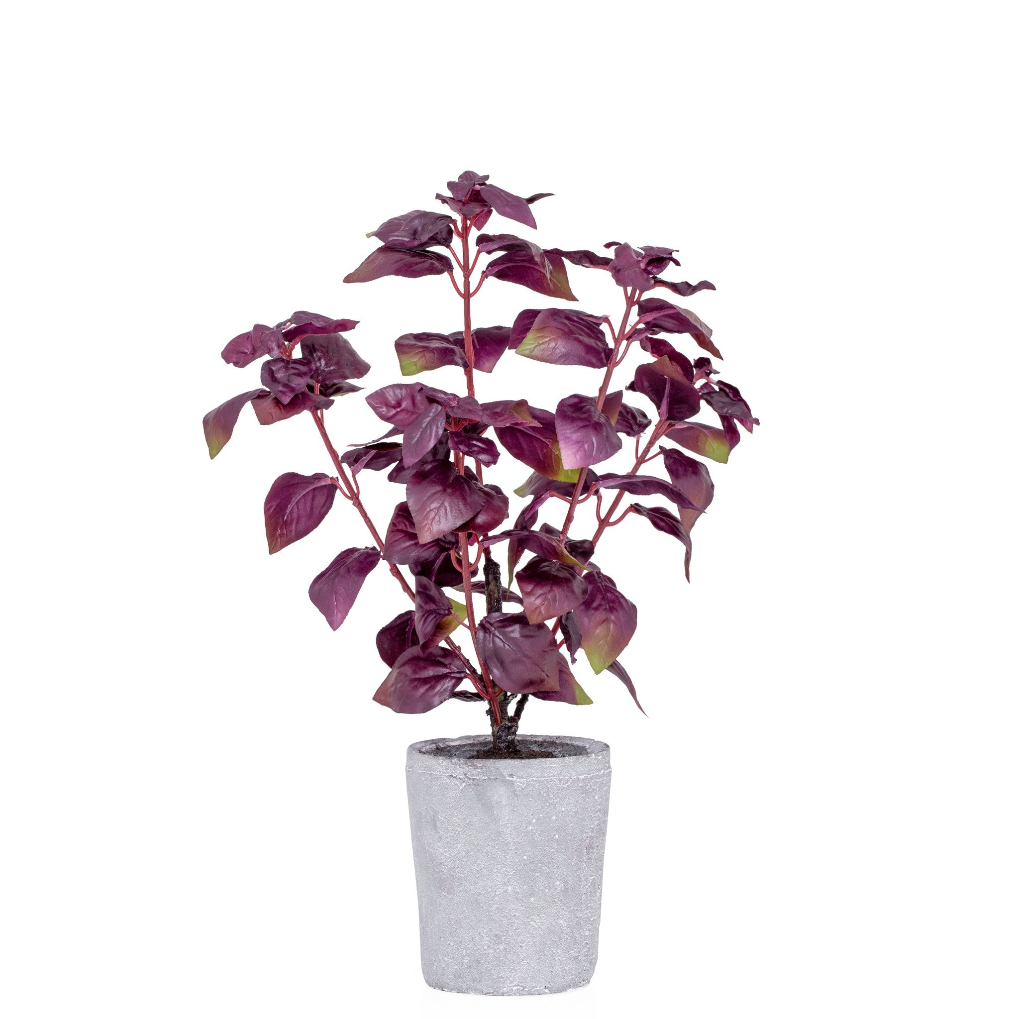 Provence Rustic Potted  Faux Purple Basil Herb Plant