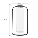 Glass Vase in Metal Stand